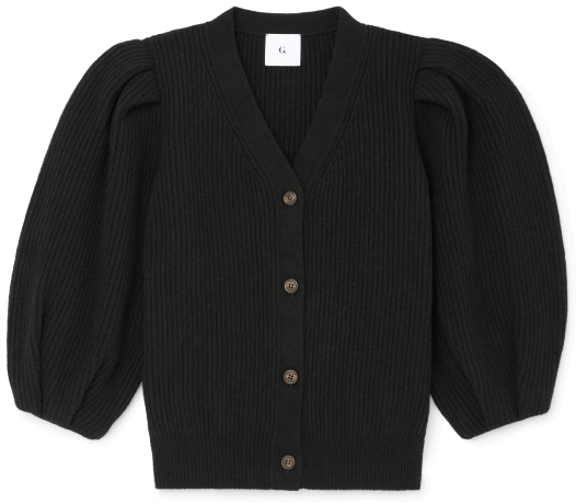G. Label foster ribbed puff-sleeve cardigan goop, $550