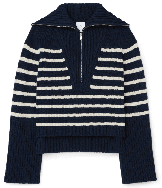 G. Label shand half-zip striped sweater goop, $595