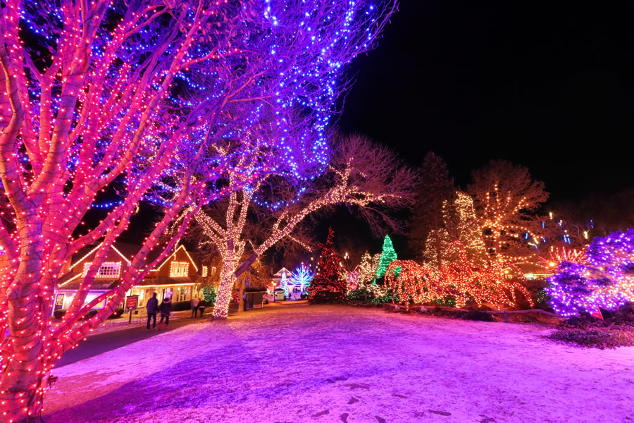 Christmas lights holiday display at Peddlers Village Lahaska Pennsylvania Grand Illumination