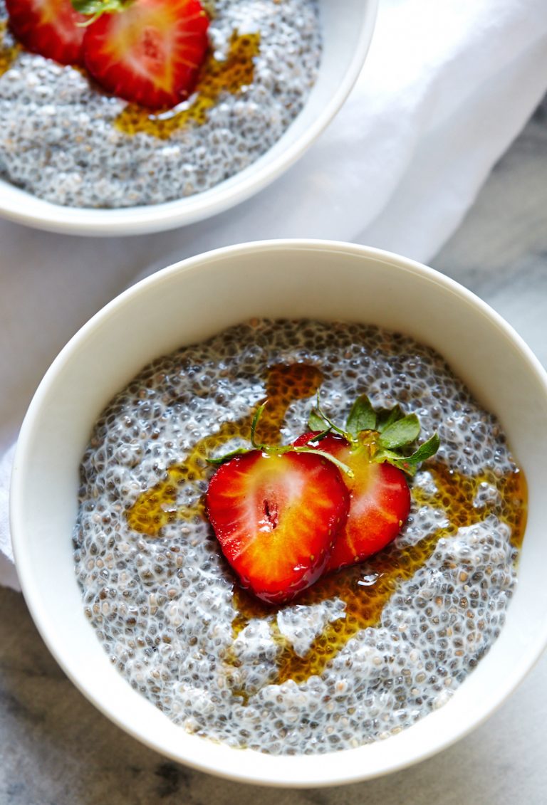 Vanilla Chia Pudding with Chestnut Honey & Berries new year's day brunch ideas
