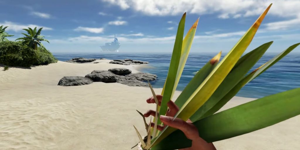 Holding a stack of Fibrous Leaves In Stranded Deep