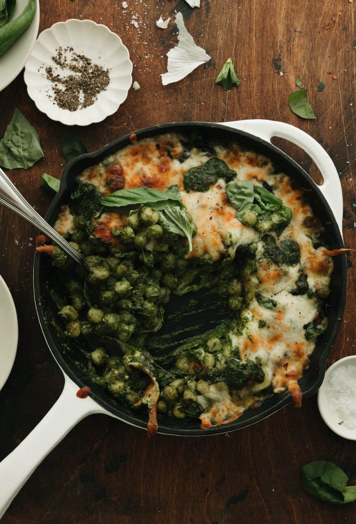 pesto and spinach gnocchi skillet_Saturday night dinner ideas