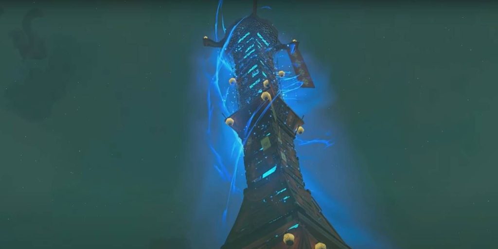 The Legend of Zelda: Tears of the Kingdom Skyview Tower that Unlocks Fast Travel Areas when Activated